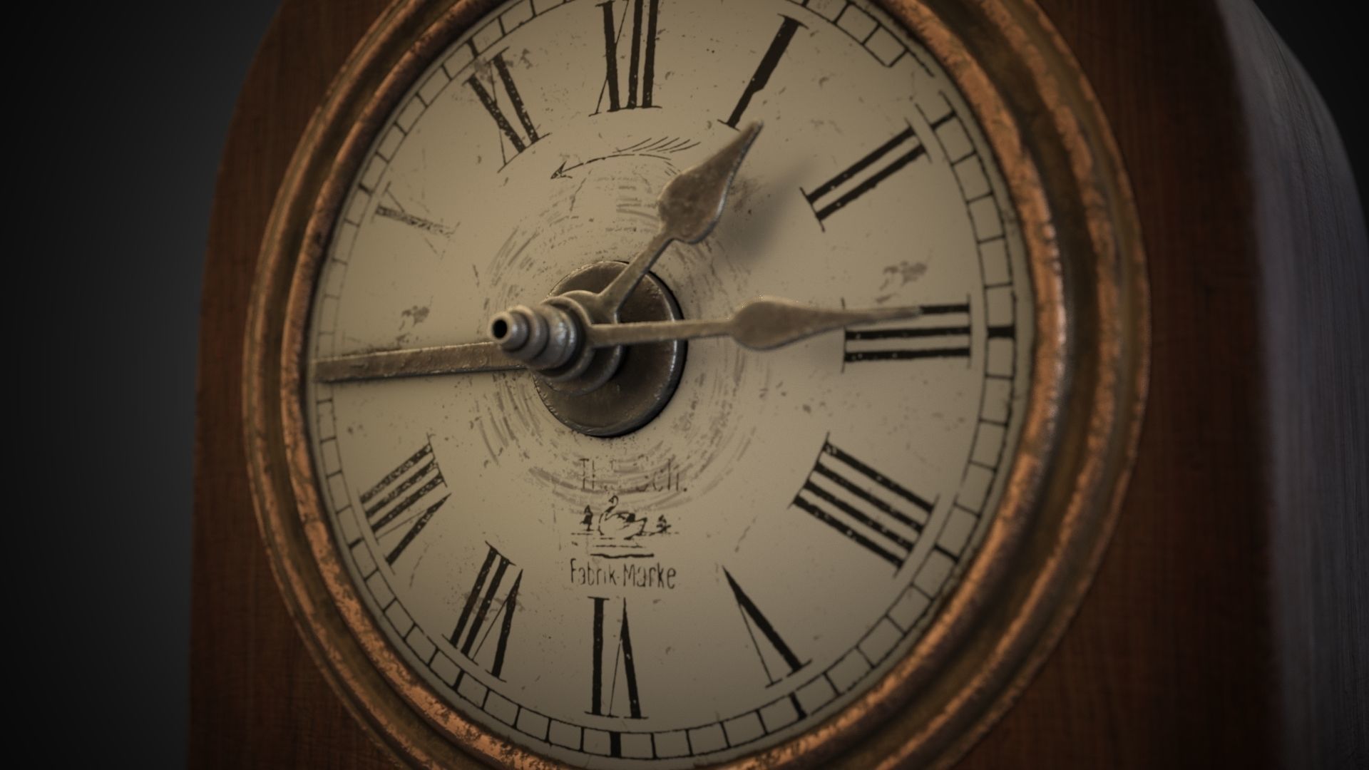 Wooden table clock Low-poly 3D model_13