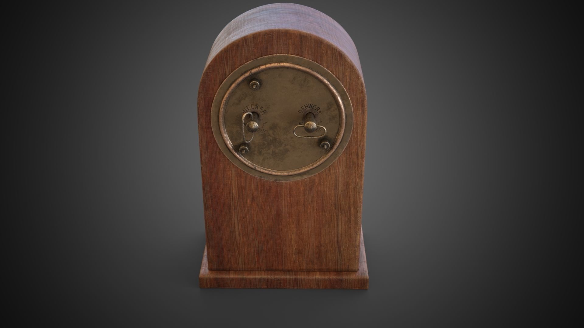 Wooden table clock Low-poly 3D model_7