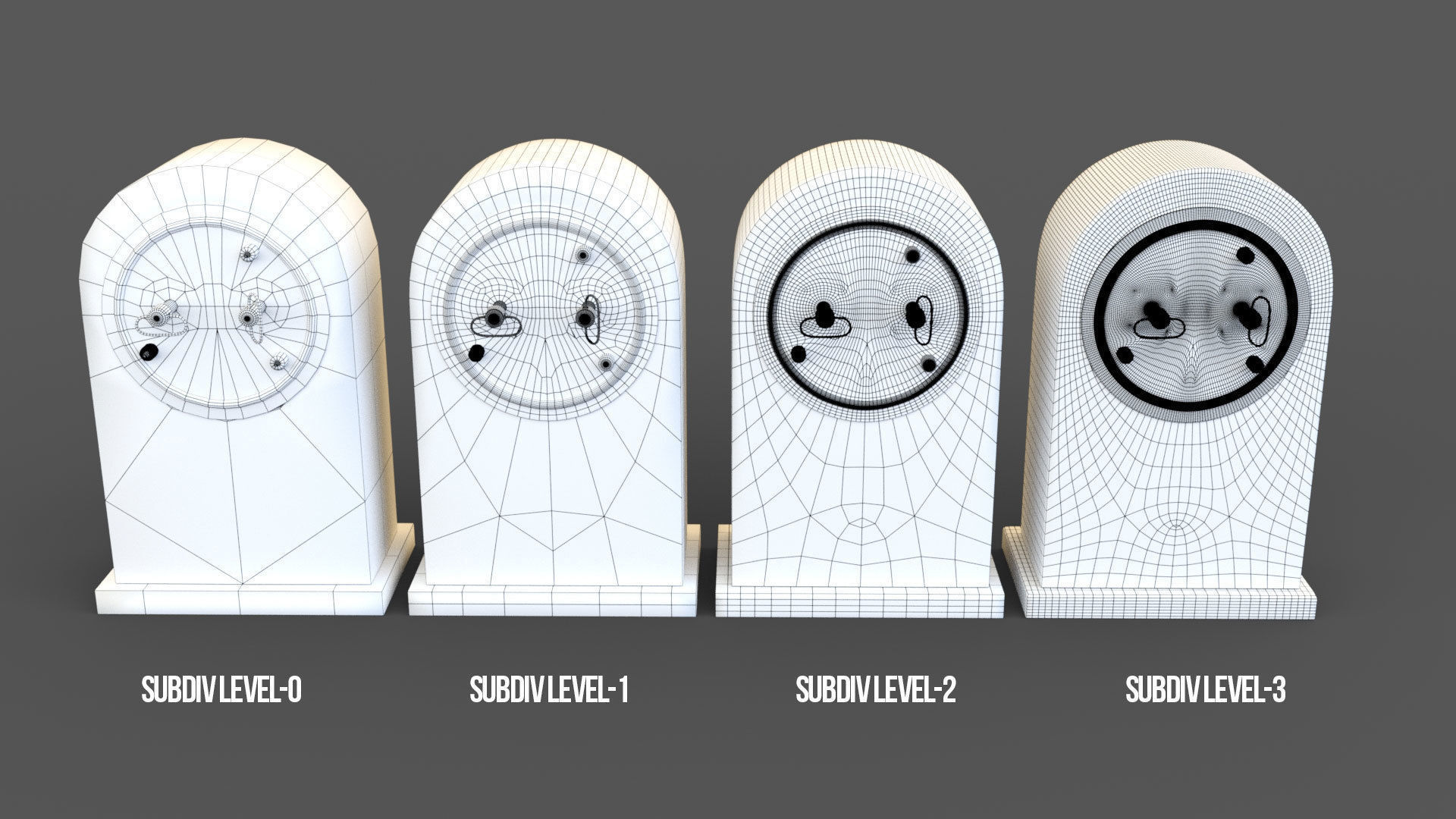 Wooden table clock Low-poly 3D model_26