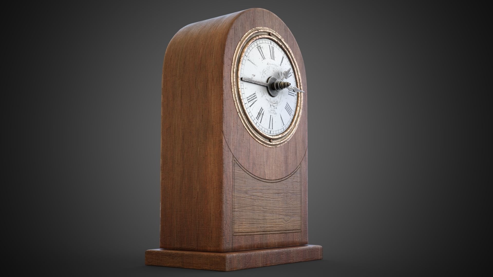 Wooden table clock Low-poly 3D model_12