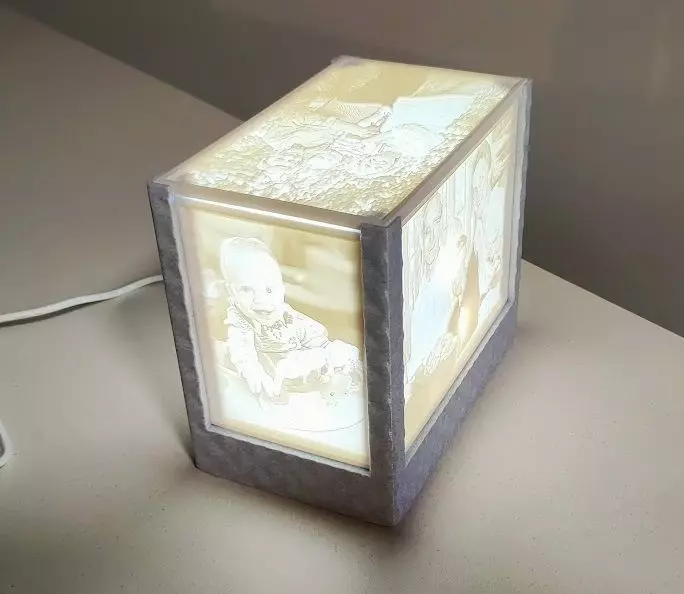 Slide-In Lithophane Lamp Base 3D print model_0