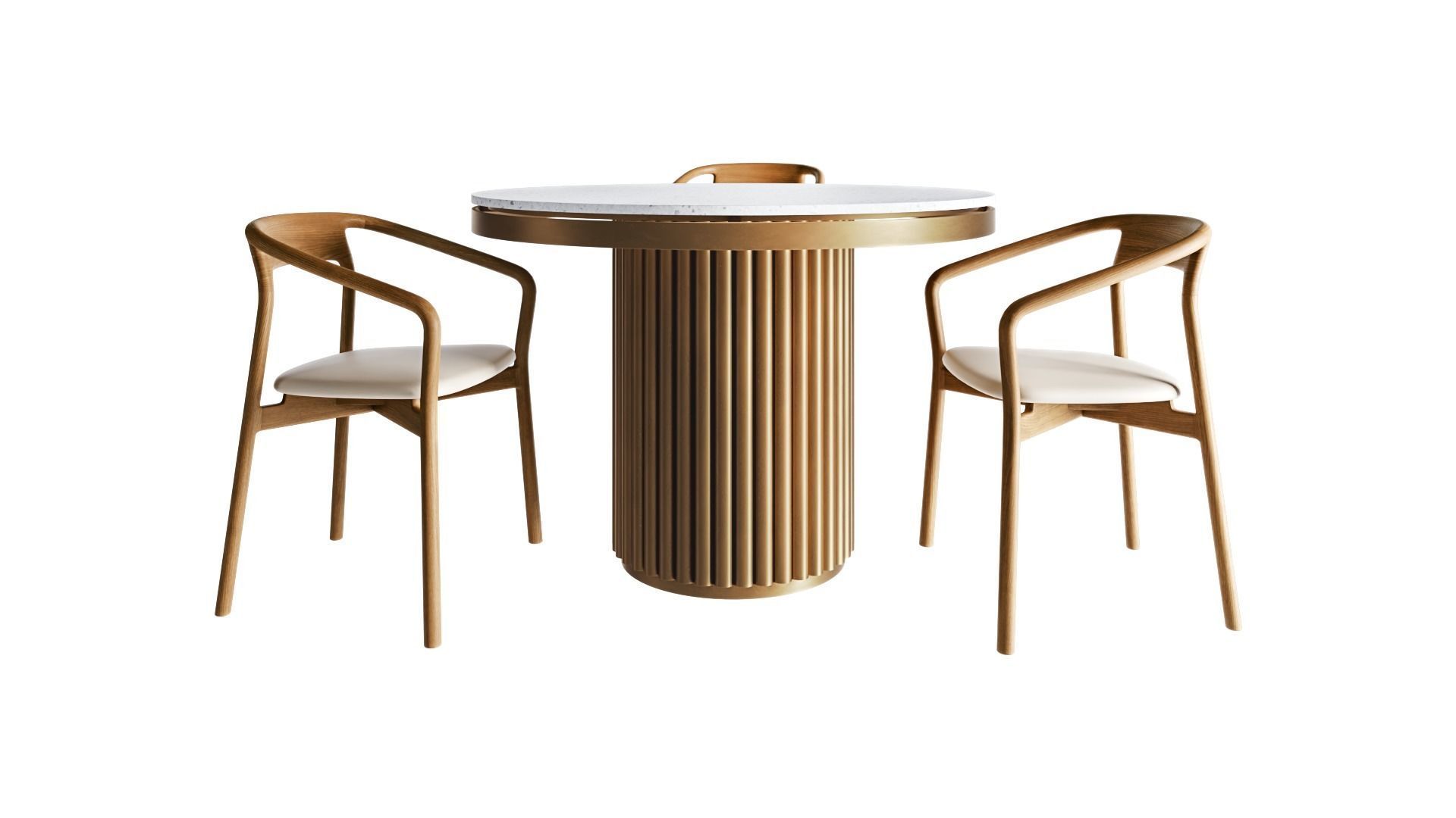 Isaure round metal table and Korento wooden armchair 3D model_3