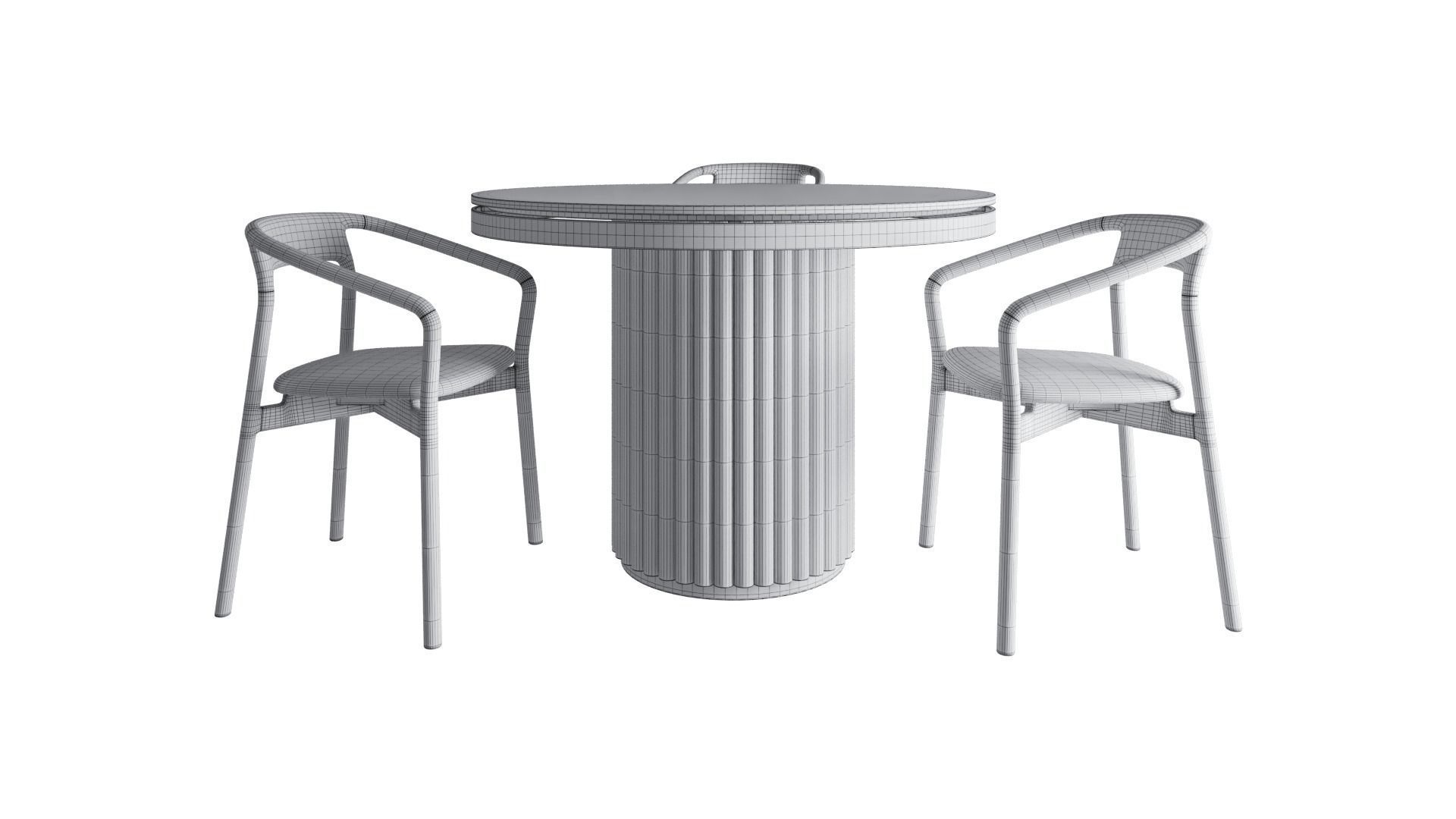 Isaure round metal table and Korento wooden armchair 3D model_6