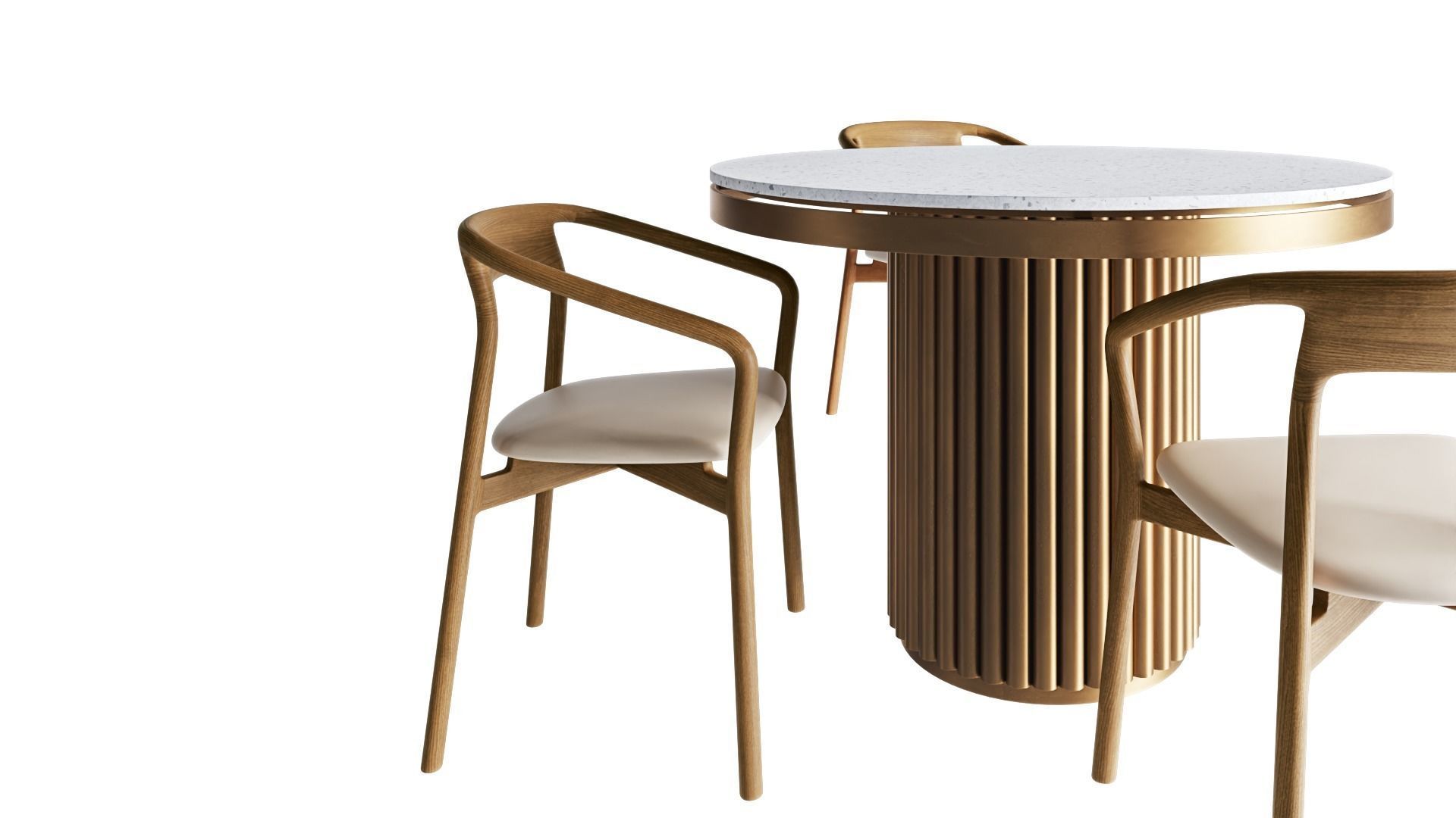 Isaure round metal table and Korento wooden armchair 3D model_4