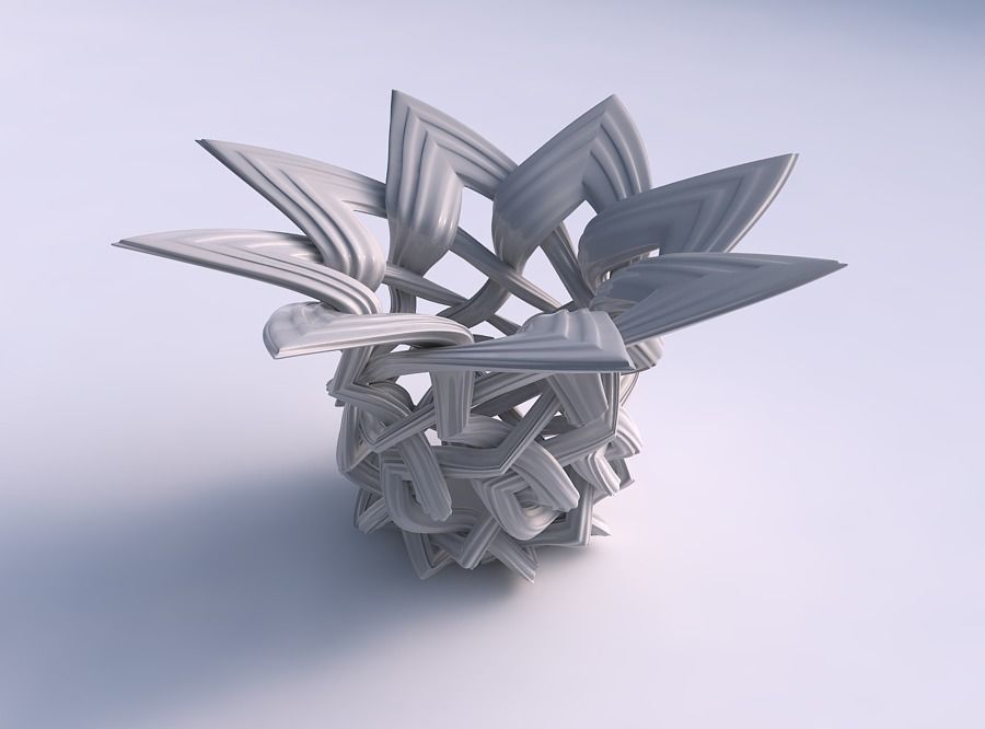 Bowl with interlacing lattice and extruded lines widened top 3D print model_0
