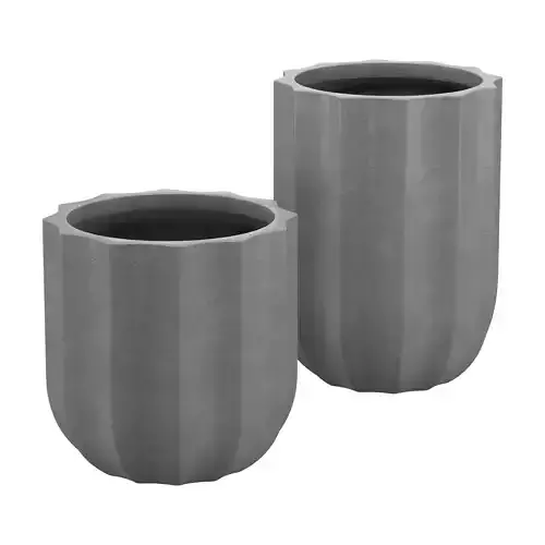 Modern Rustic Fluted Outdoor Planters 3D model
