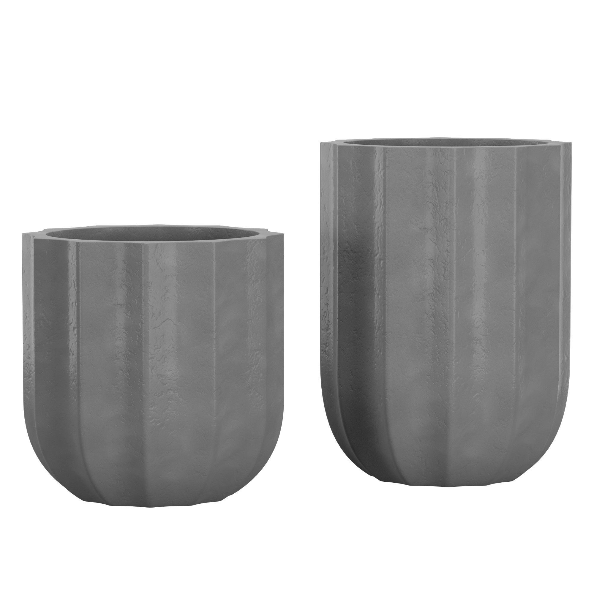 Modern Rustic Fluted Outdoor Planters 3D model_3