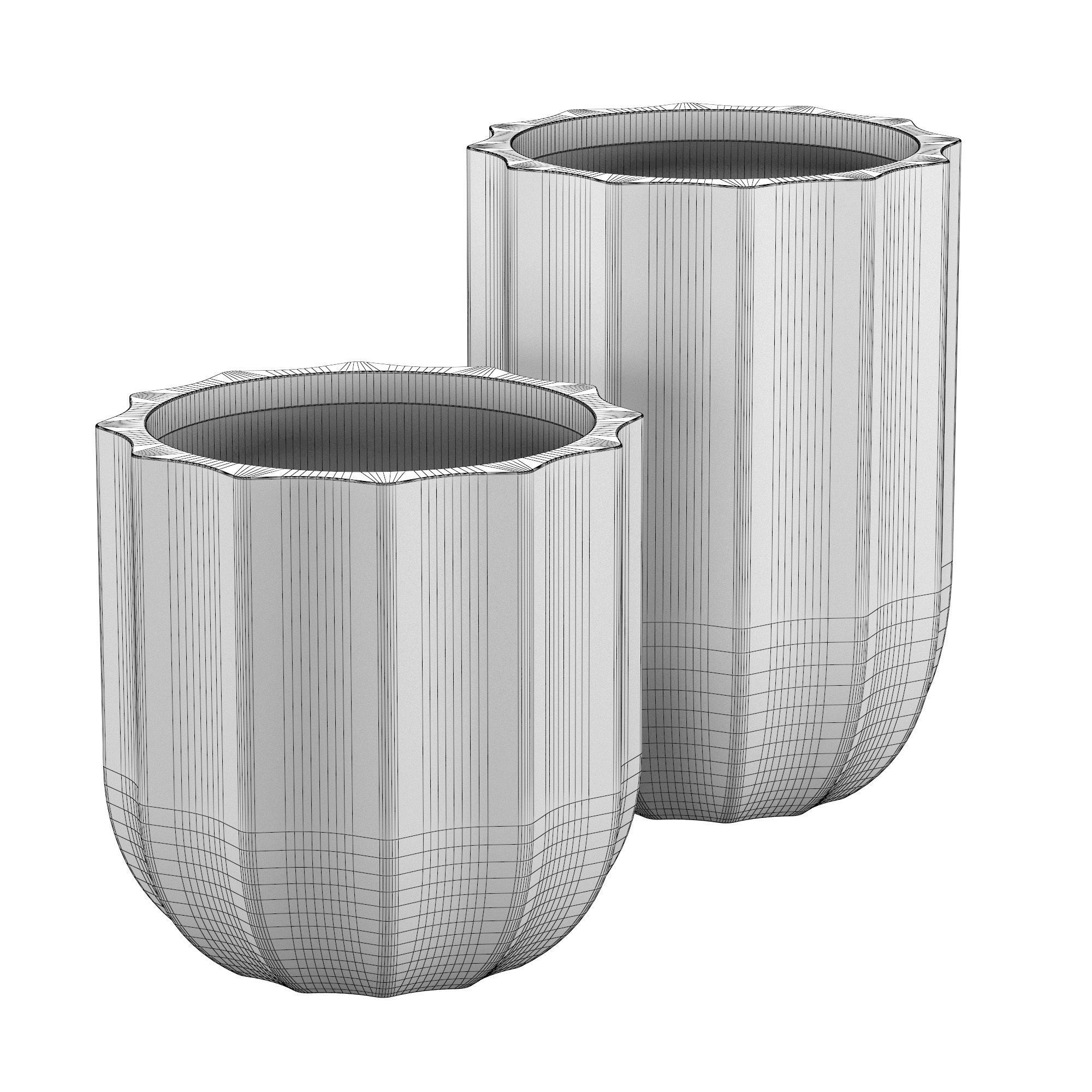 Modern Rustic Fluted Outdoor Planters 3D model_4