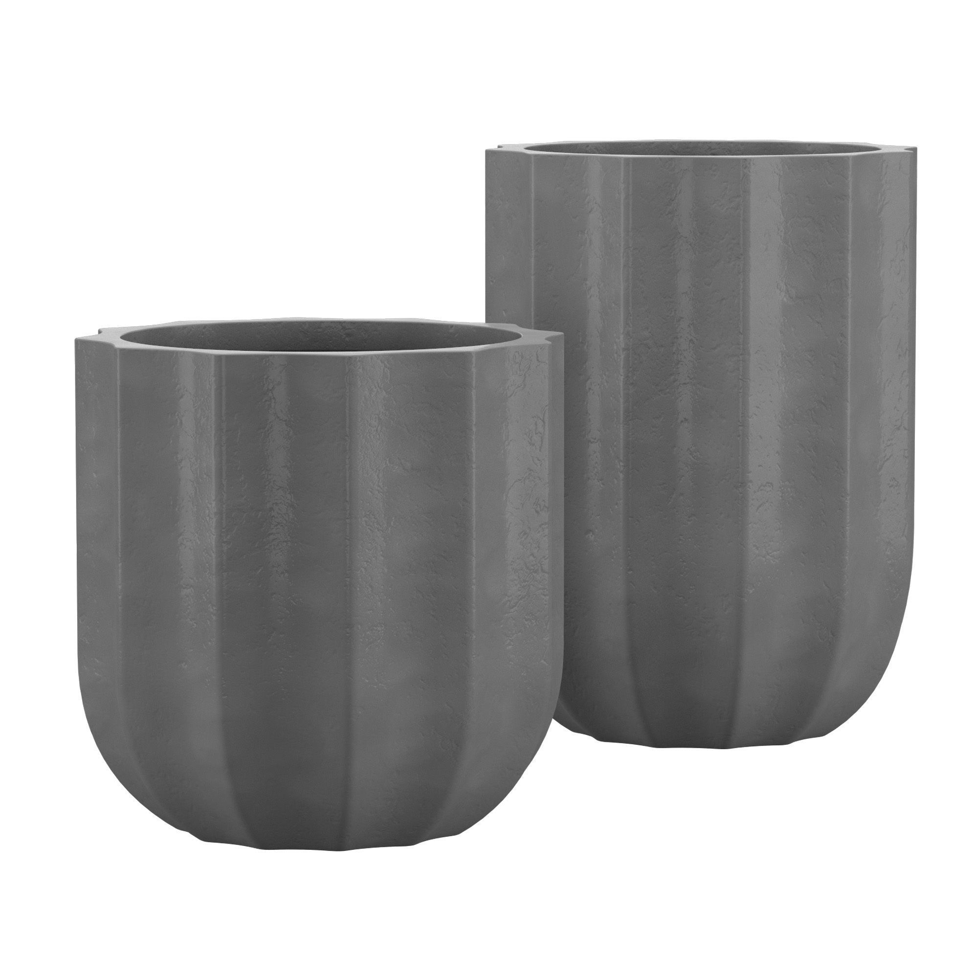 Modern Rustic Fluted Outdoor Planters 3D model_1