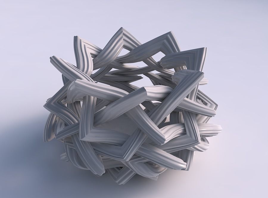 Bowl with interlacing lattice and extruded lines tapered 2 3D print model_0