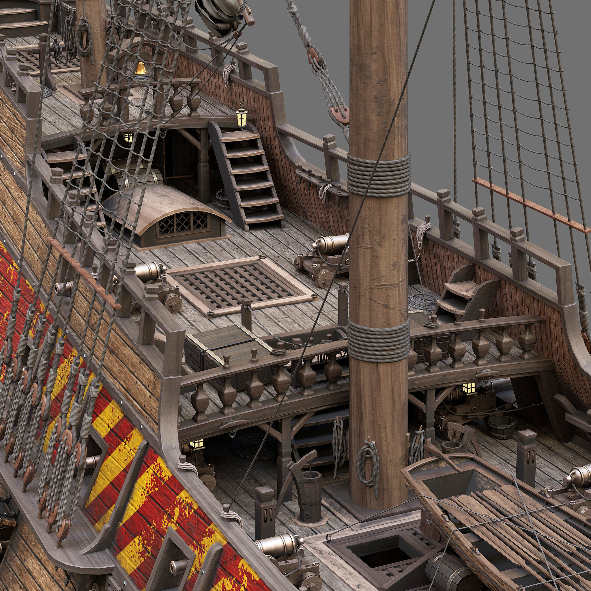This 3D Galleon includes a fully detailed interior 02 3D model_16