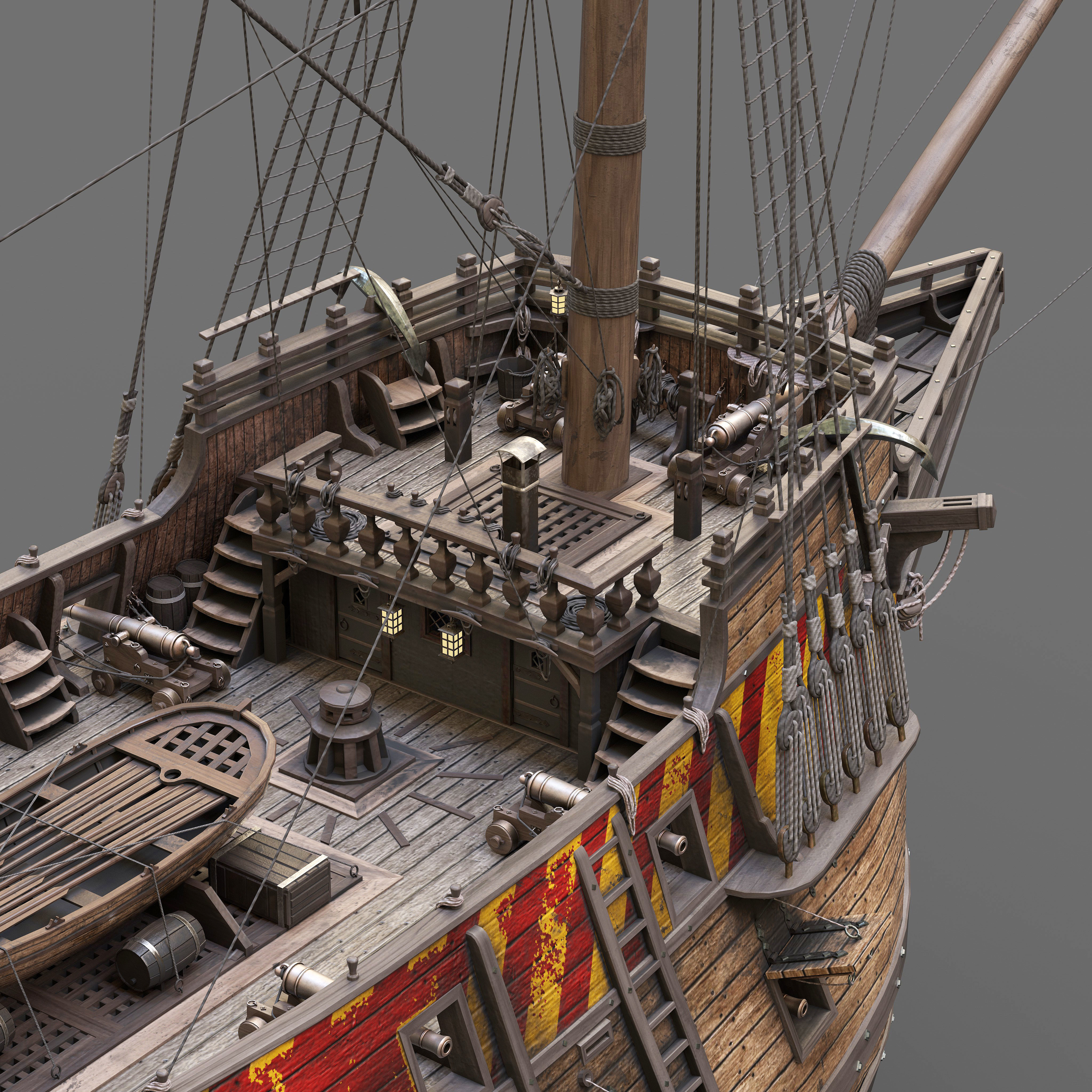 This 3D Galleon includes a fully detailed interior 02 3D model_15