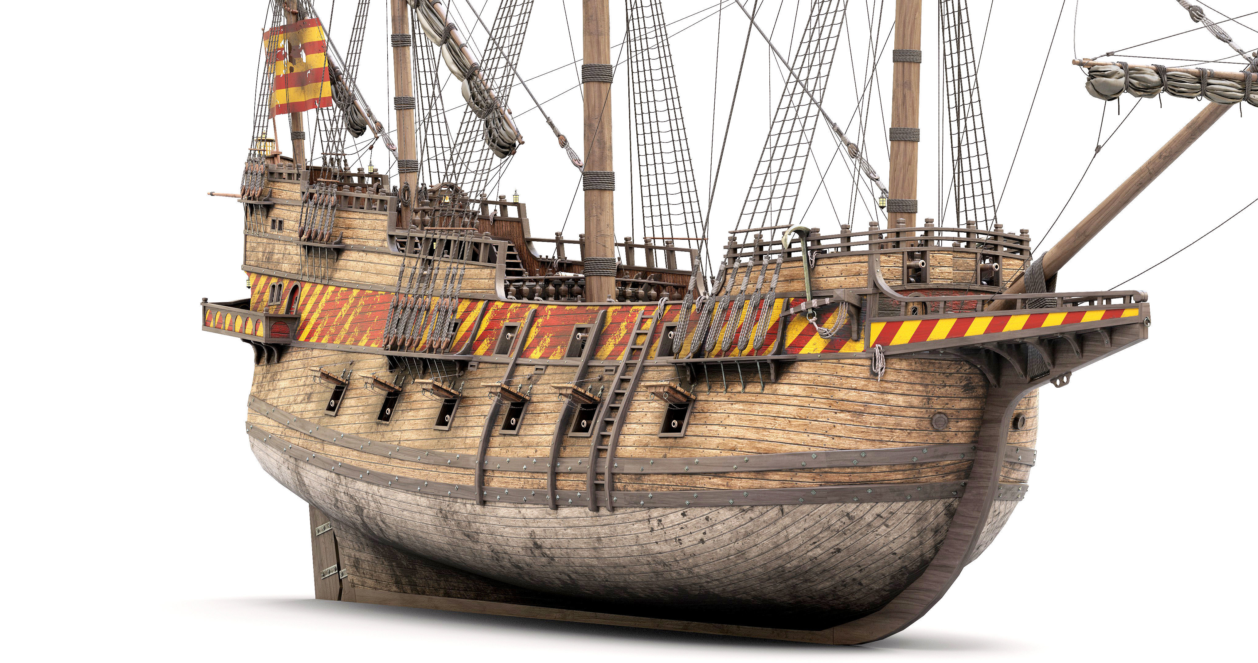 This 3D Galleon includes a fully detailed interior 02 3D model_5