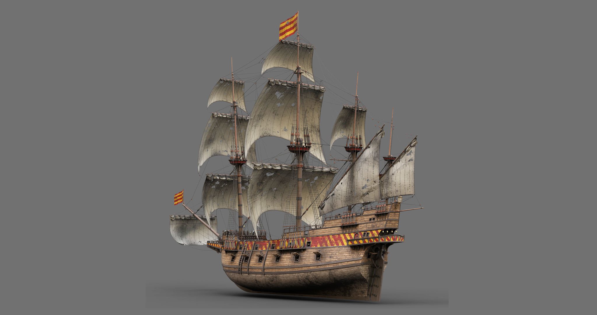 This 3D Galleon includes a fully detailed interior 02 3D model_7