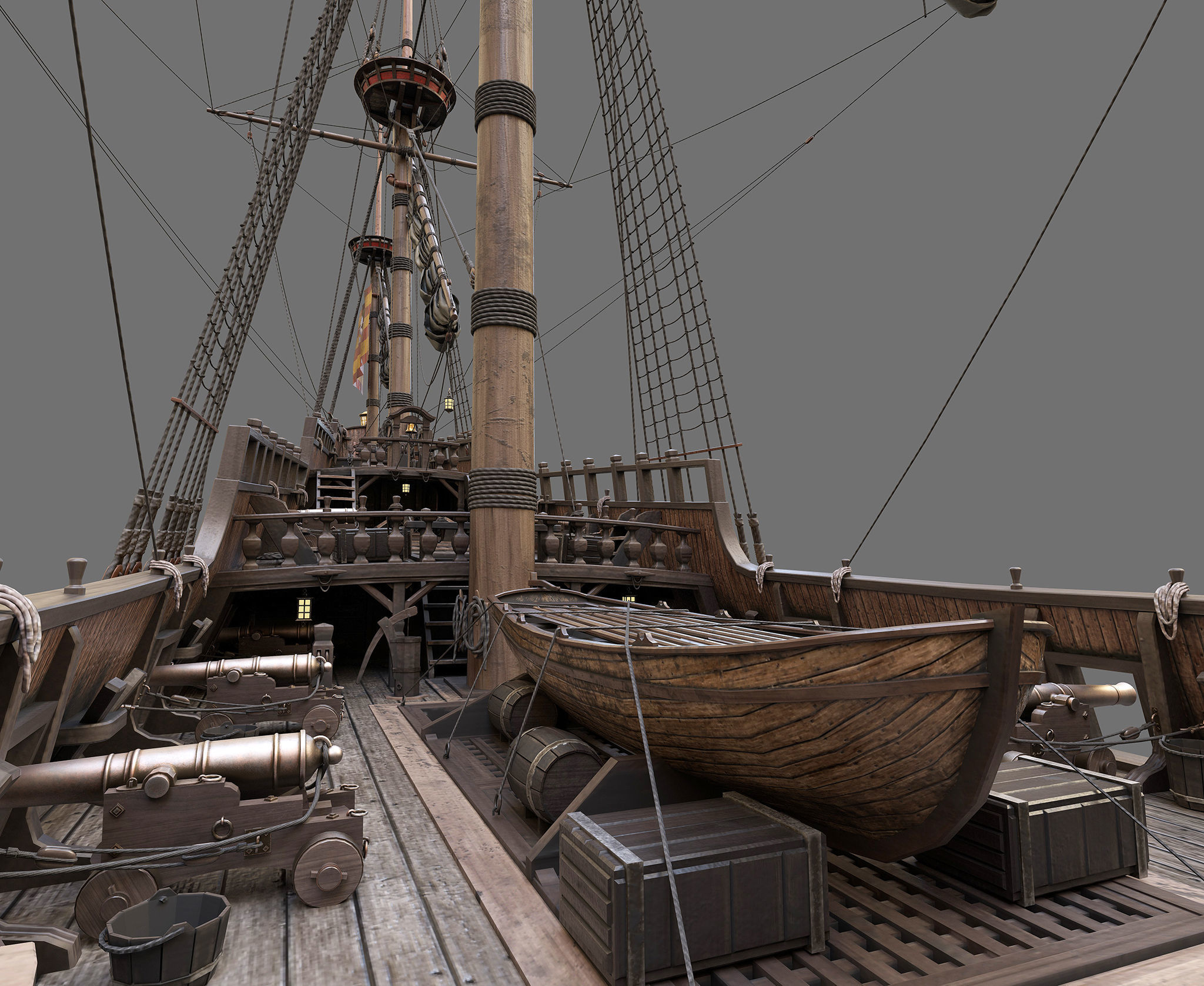 This 3D Galleon includes a fully detailed interior 02 3D model_8