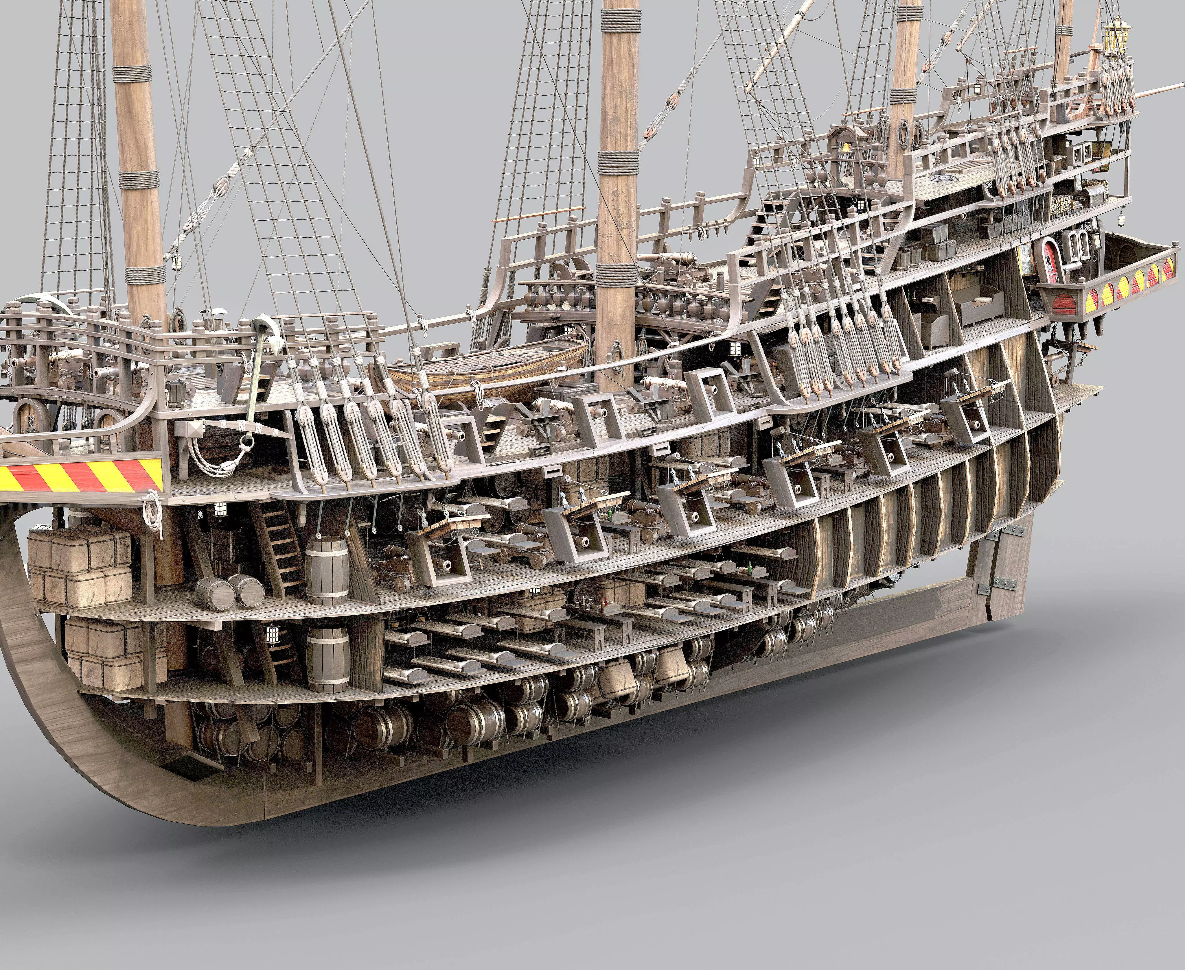 This 3D Galleon includes a fully detailed interior 02 3D model_0