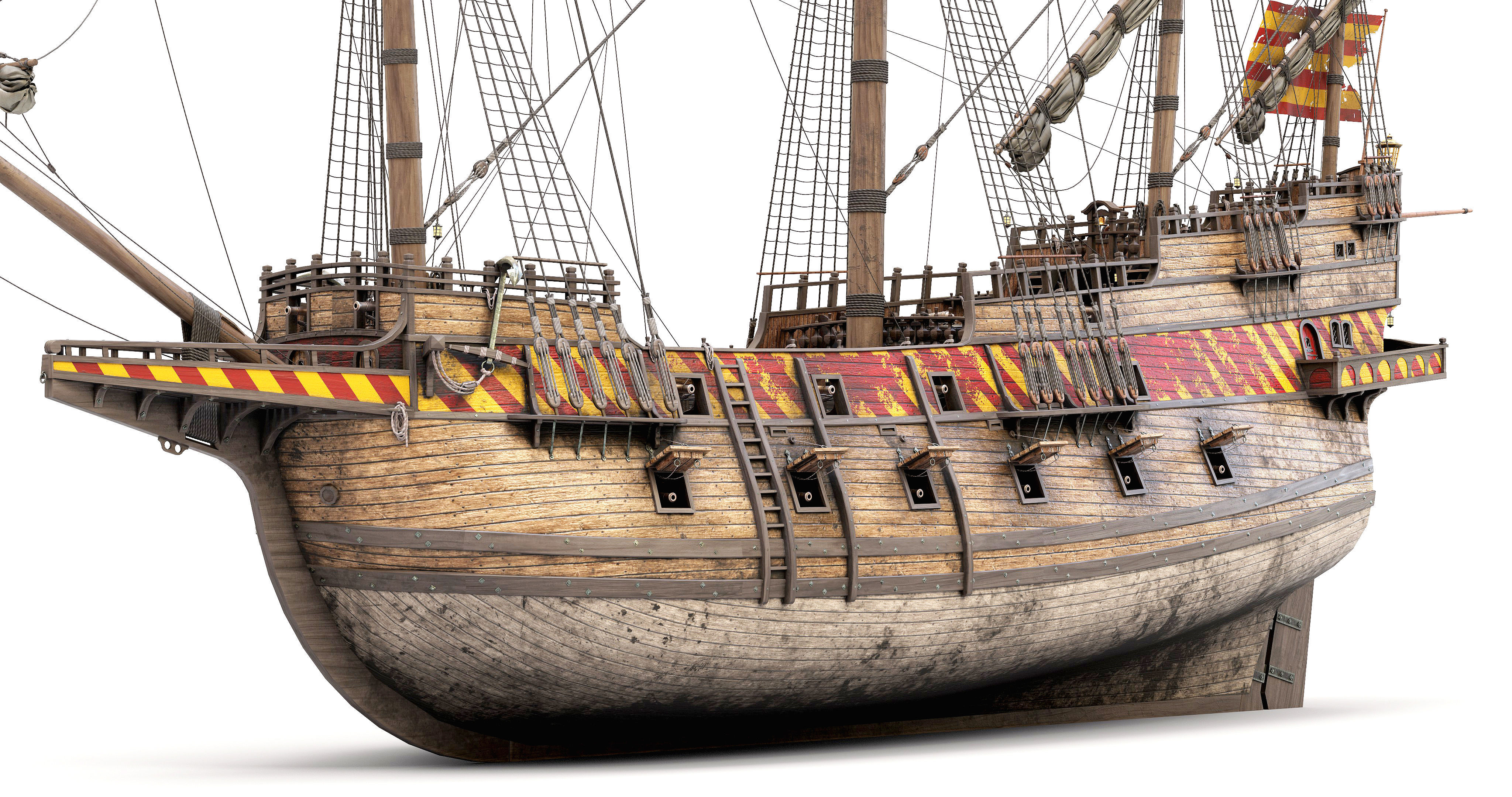 This 3D Galleon includes a fully detailed interior 02 3D model_2