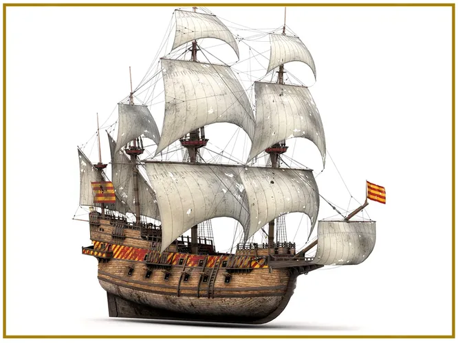 This 3D Galleon includes a fully detailed interior 02