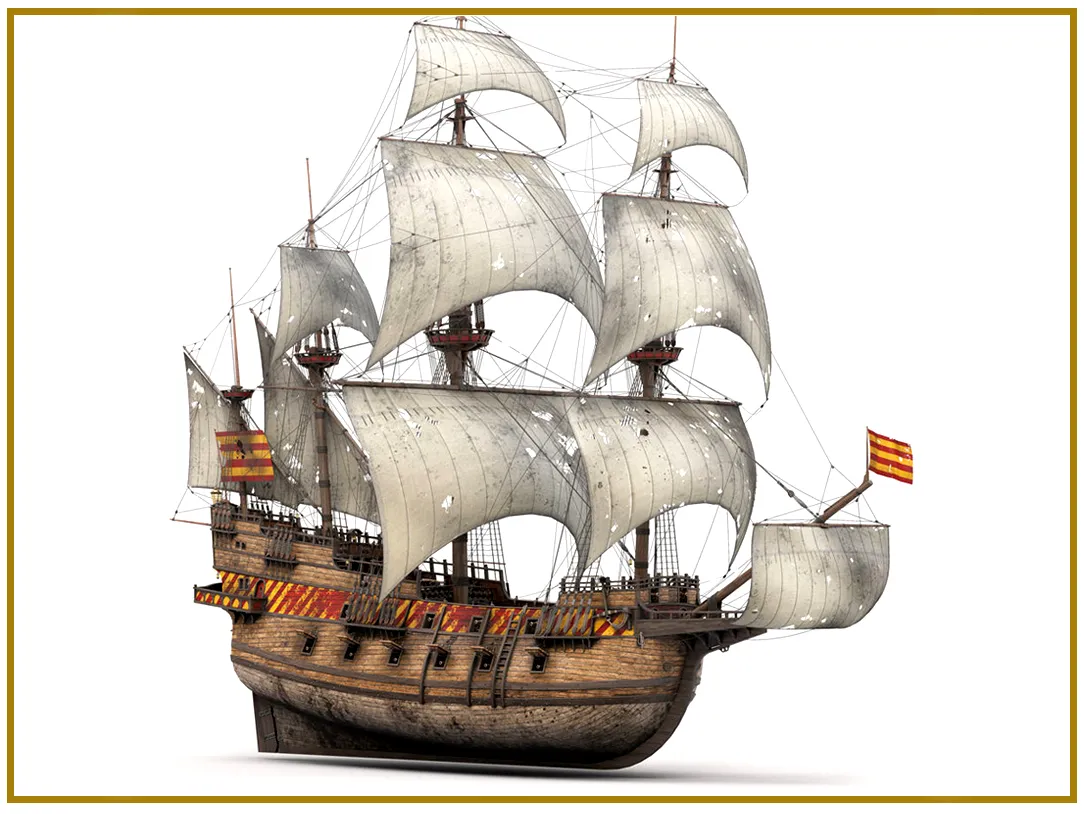 This 3D Galleon includes a fully detailed interior 02 3D model
