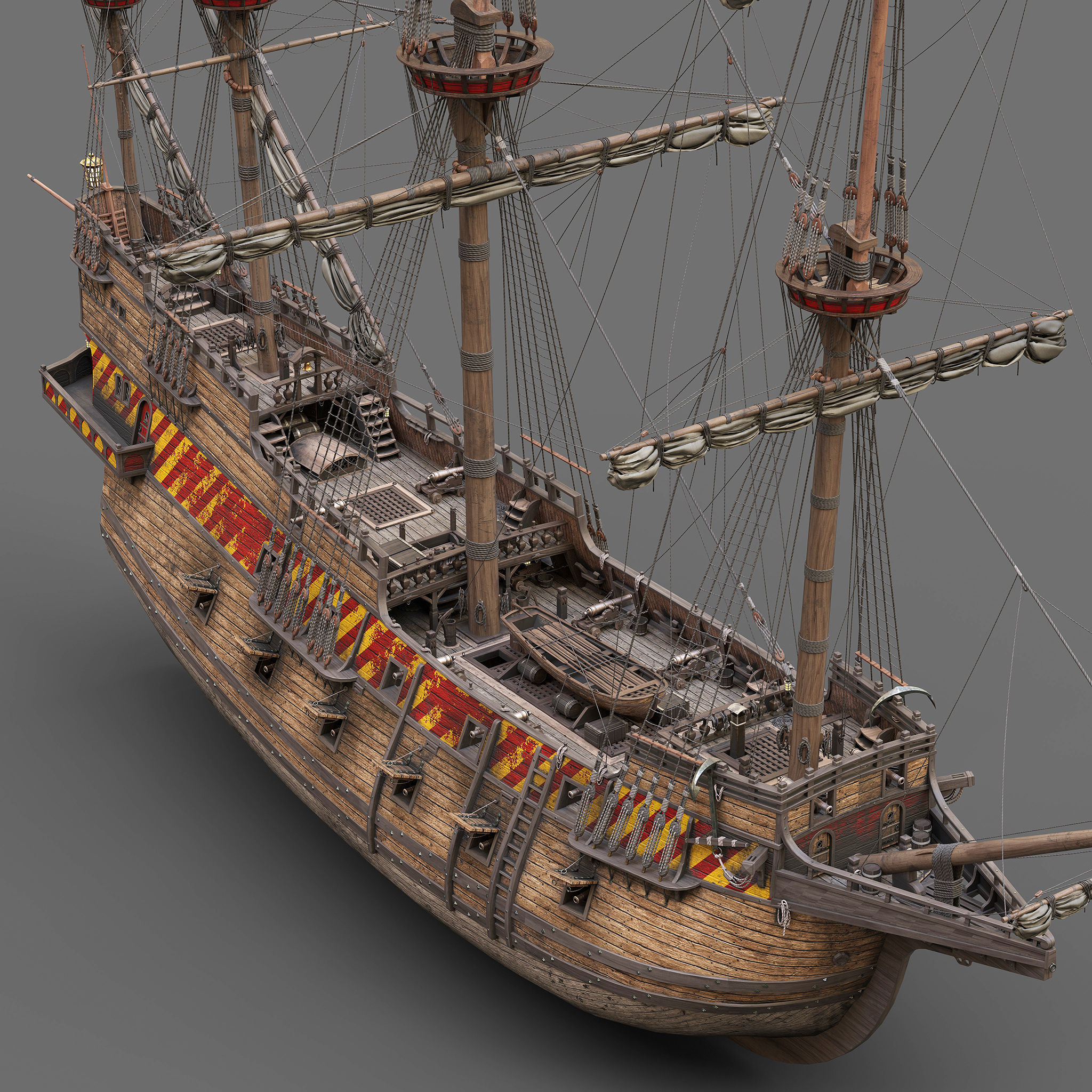 This 3D Galleon includes a fully detailed interior 02 3D model_18