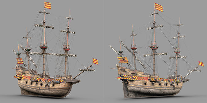 This 3D Galleon includes a fully detailed interior 02