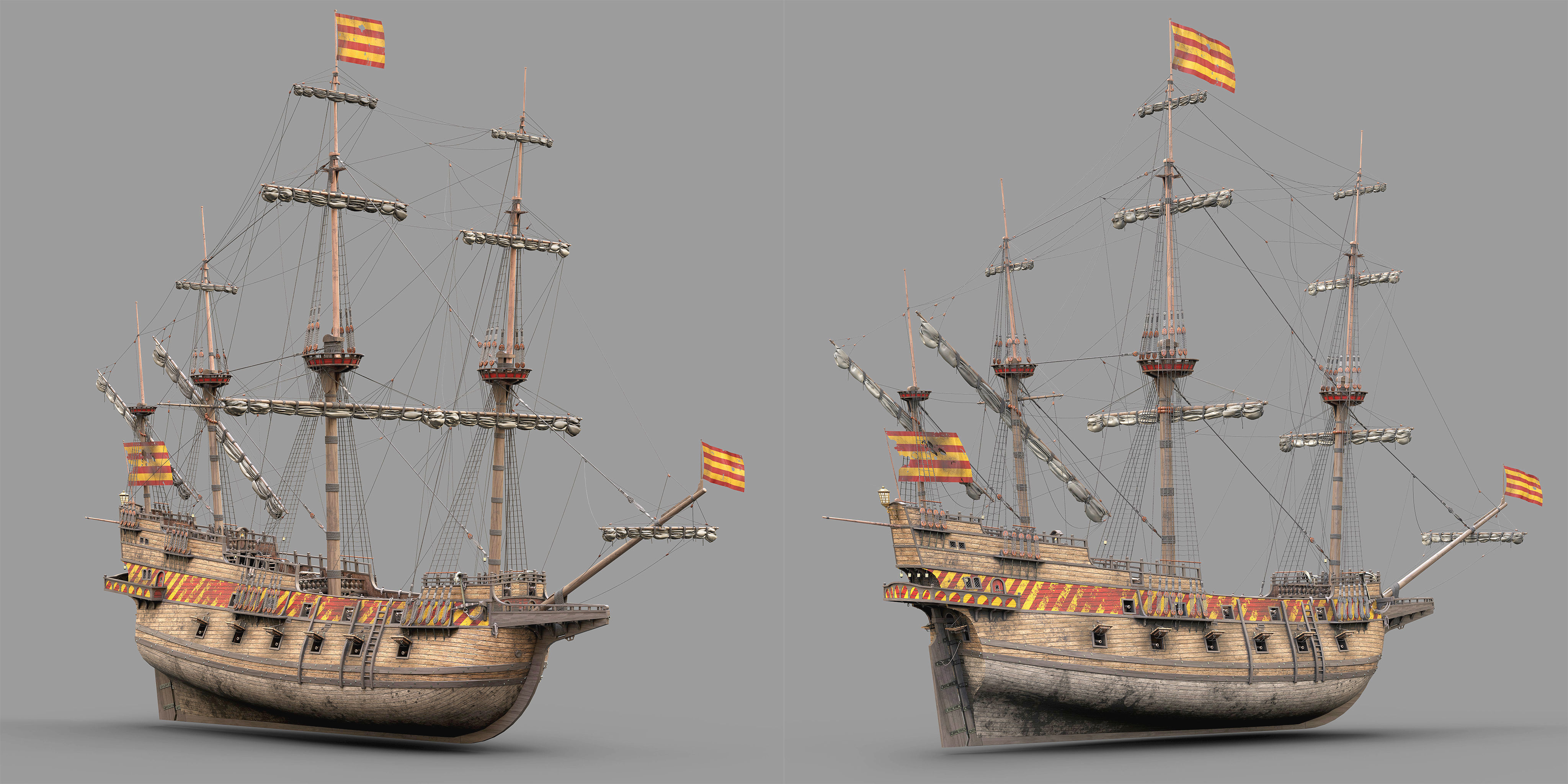 This 3D Galleon includes a fully detailed interior 02 3D model_1