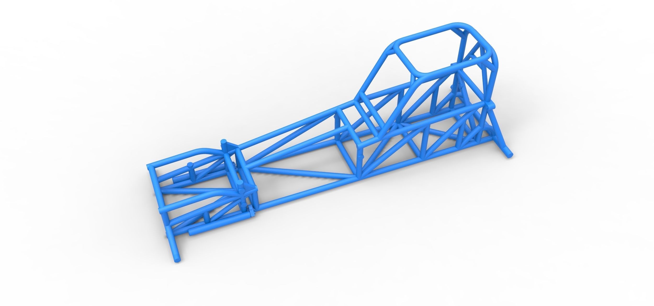 Frame of Supermodified front engine race car V1 Scale 1 to 25 3D print model_1