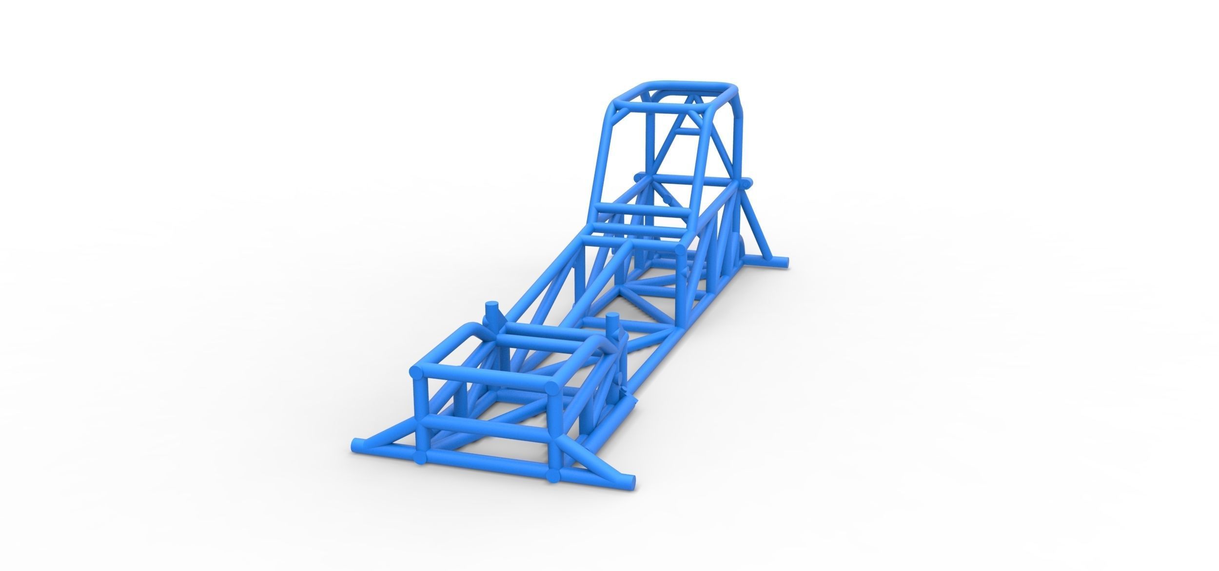 Frame of Supermodified front engine race car V1 Scale 1 to 25 3D print model_3