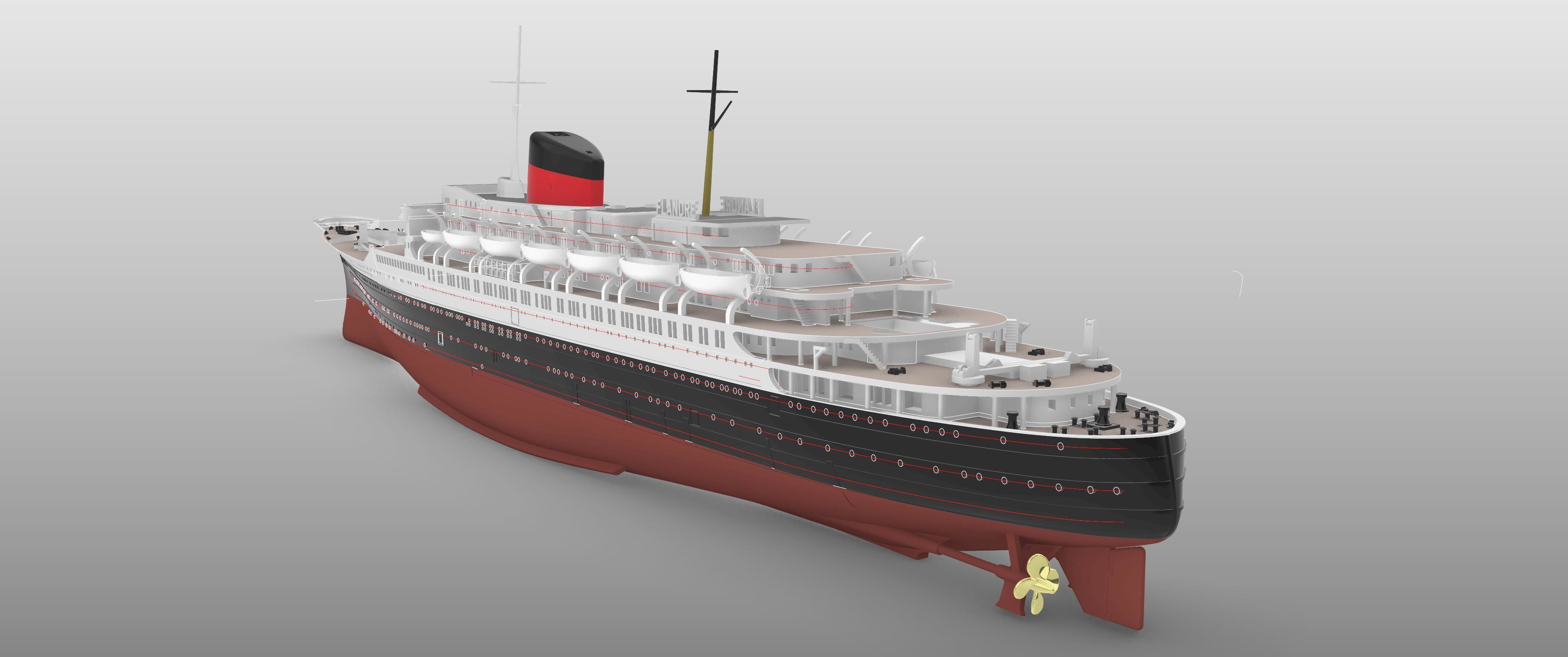 SS FLANDRE 1952 French Line Ocean Liner print ready model 3D print model_2