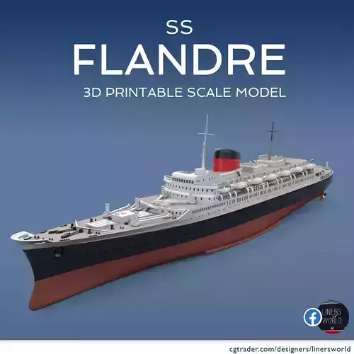 SS FLANDRE 1952 French Line Ocean Liner print ready model