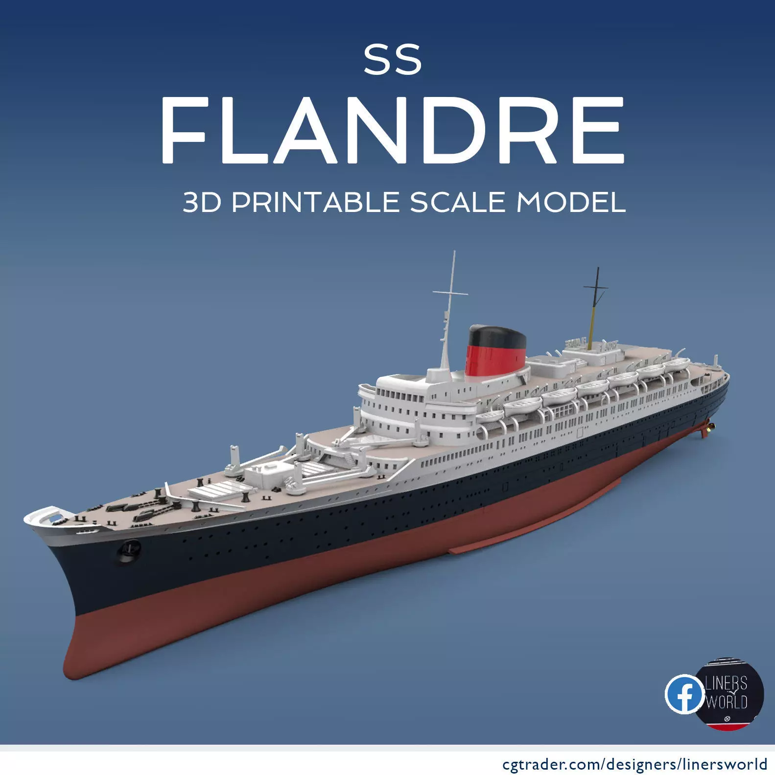 SS FLANDRE 1952 French Line Ocean Liner print ready model 3D print model_0