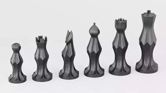 Chess set pieces 3D print model