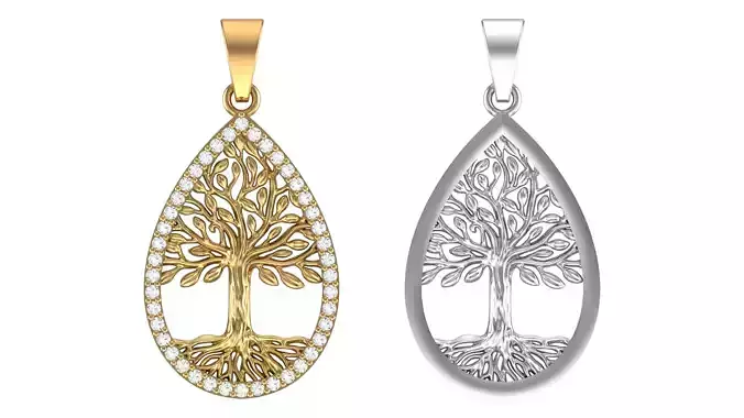 Drop Shaped Tree of Life- 2 Models with and without Stone 3D print model