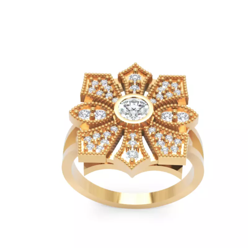 Floral Diamond Cocktail Ring 3D Model for Printing and Casting Free 3D print model