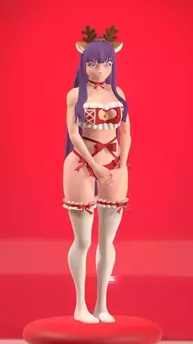 Fern in New Years deer costume 3D print model