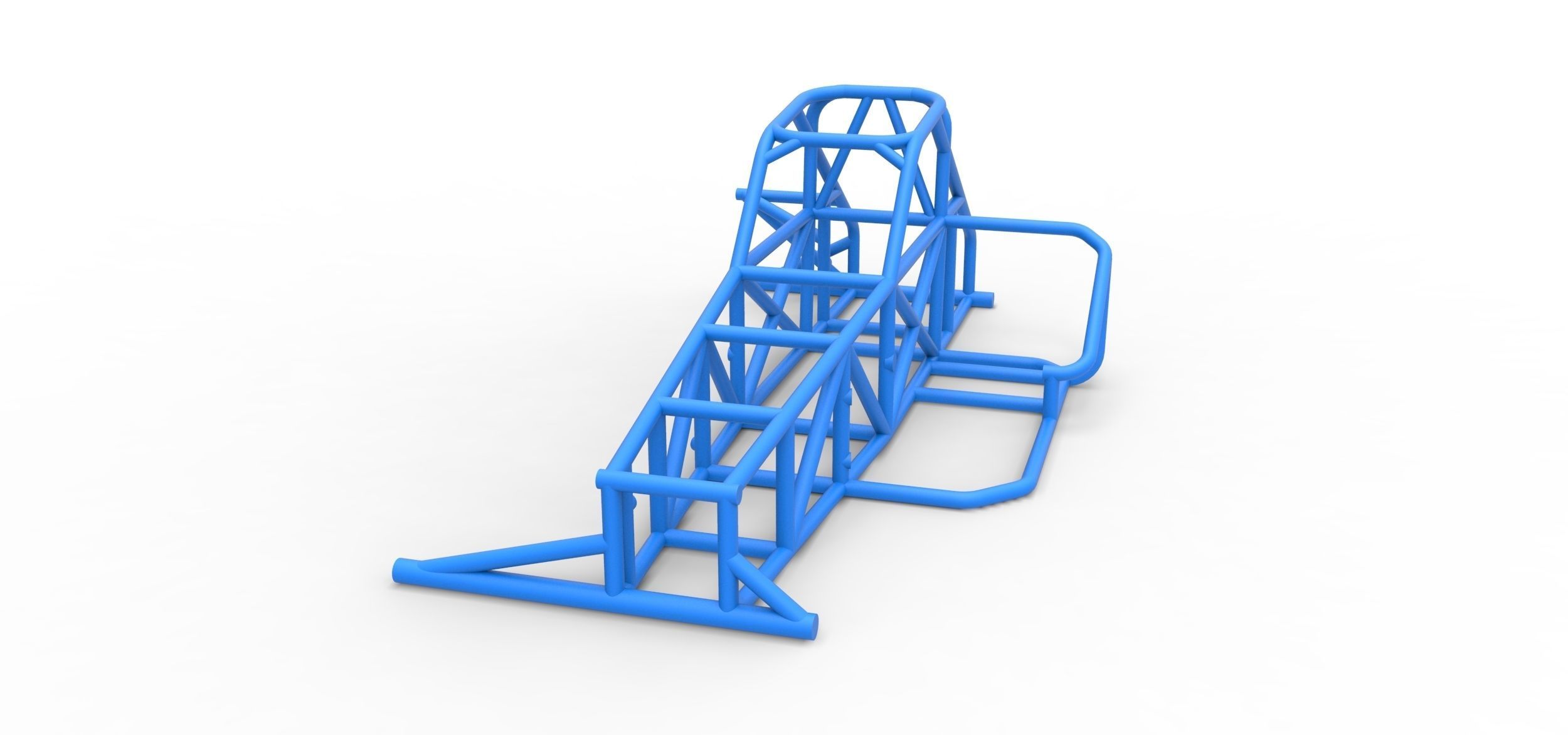 Frame of Supermodified front engine race car V2 Scale 1 to 25 3D print model_3