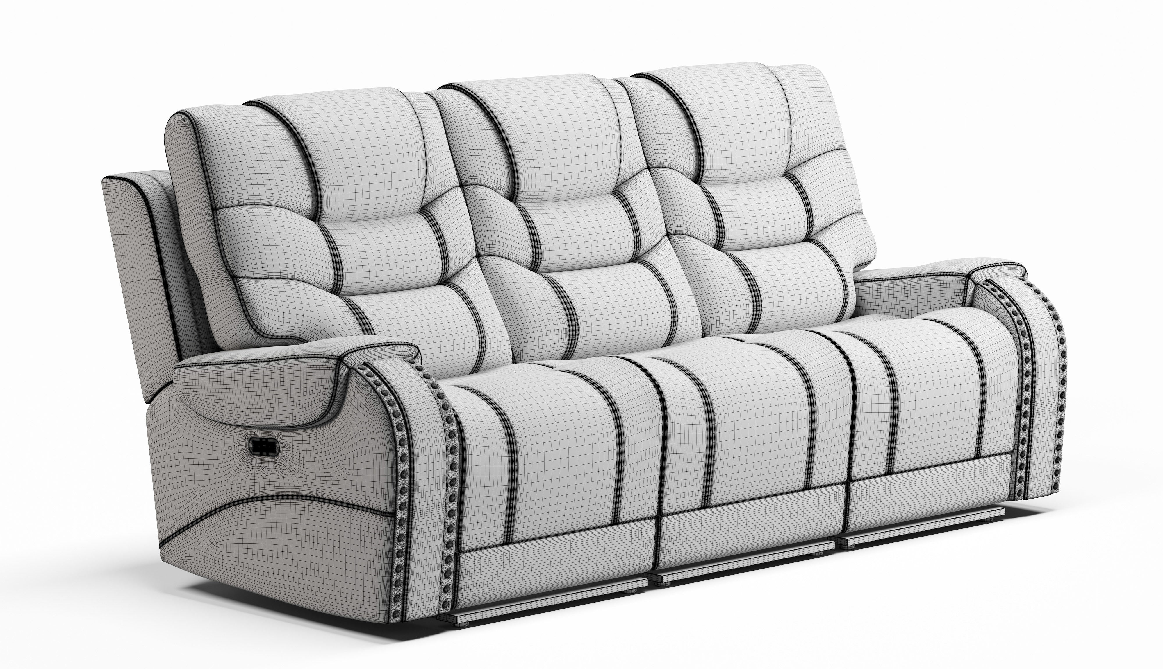 Sandia Leather Power Reclining Sofa Chair Recliner Armchair 3D model_3