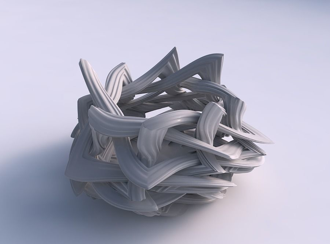 Bowl with interlacing lattice and extruded lines twisted and ... 3D print model