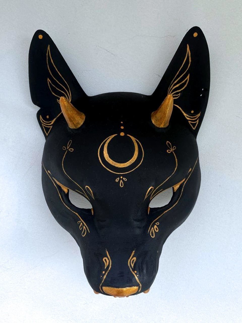 Japanese Fox Mask Kitsune with horns for cosplay 3D print model_26