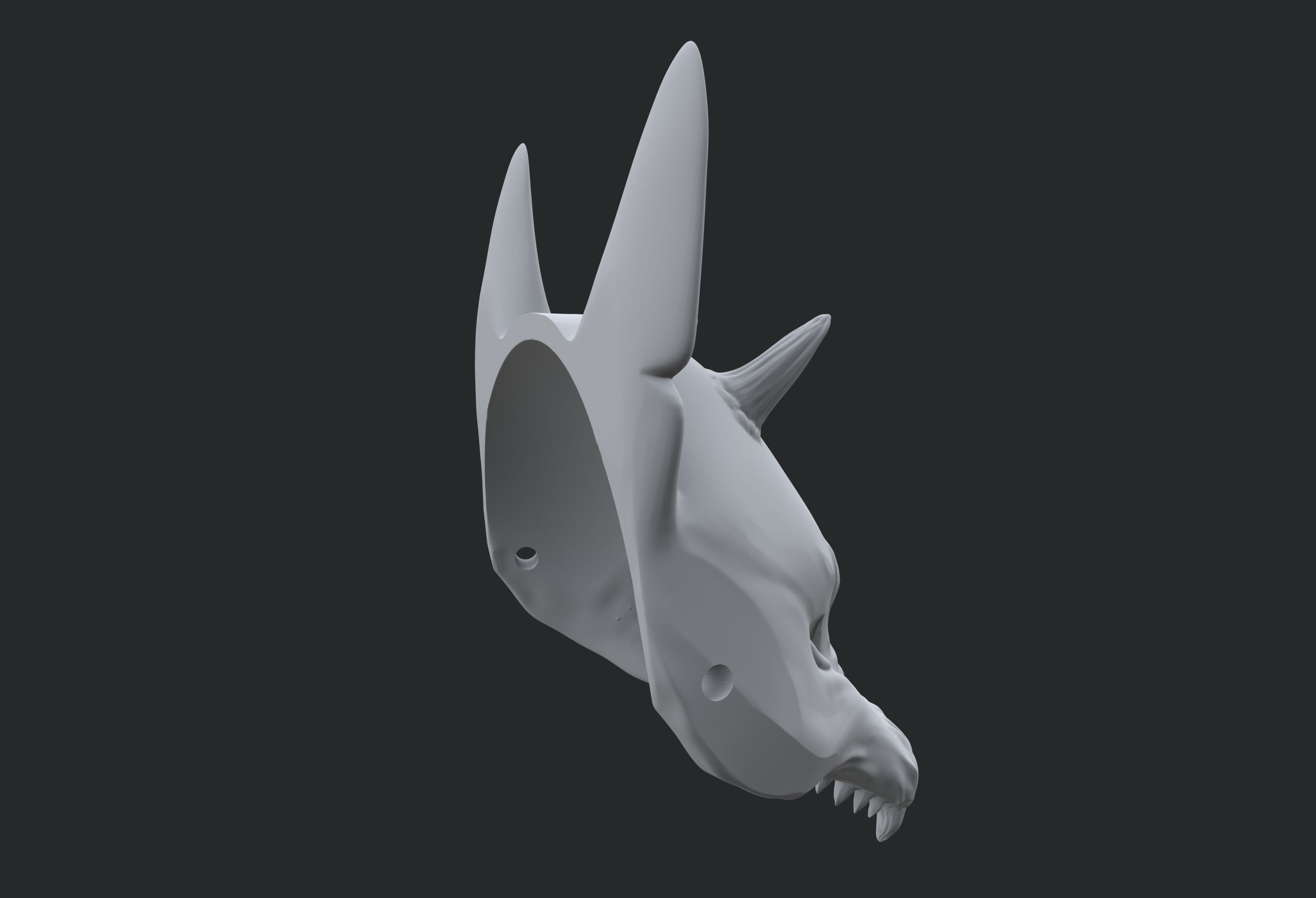 Japanese Fox Mask Kitsune with horns for cosplay 3D print model_12