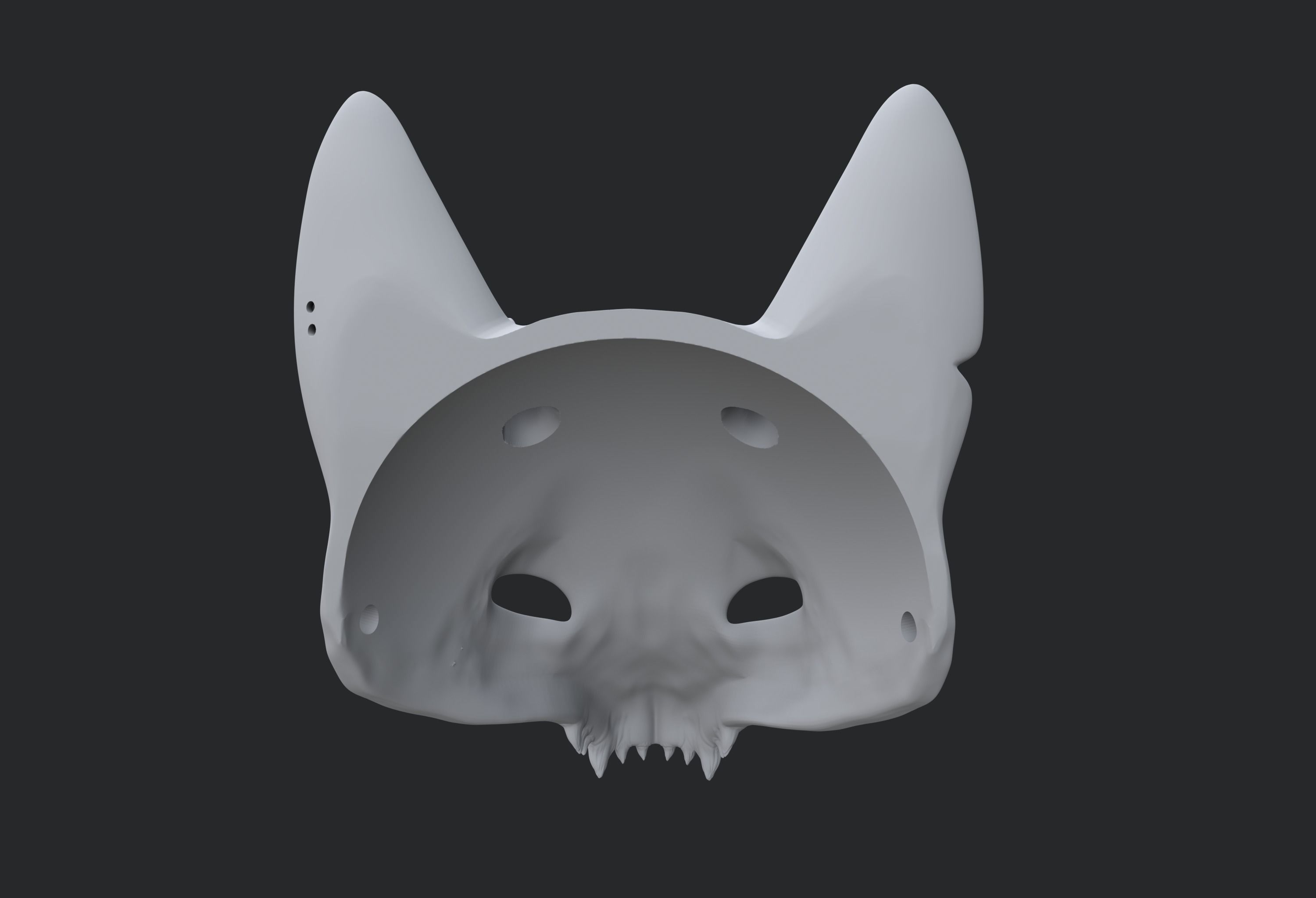 Japanese Fox Mask Kitsune with horns for cosplay 3D print model_15