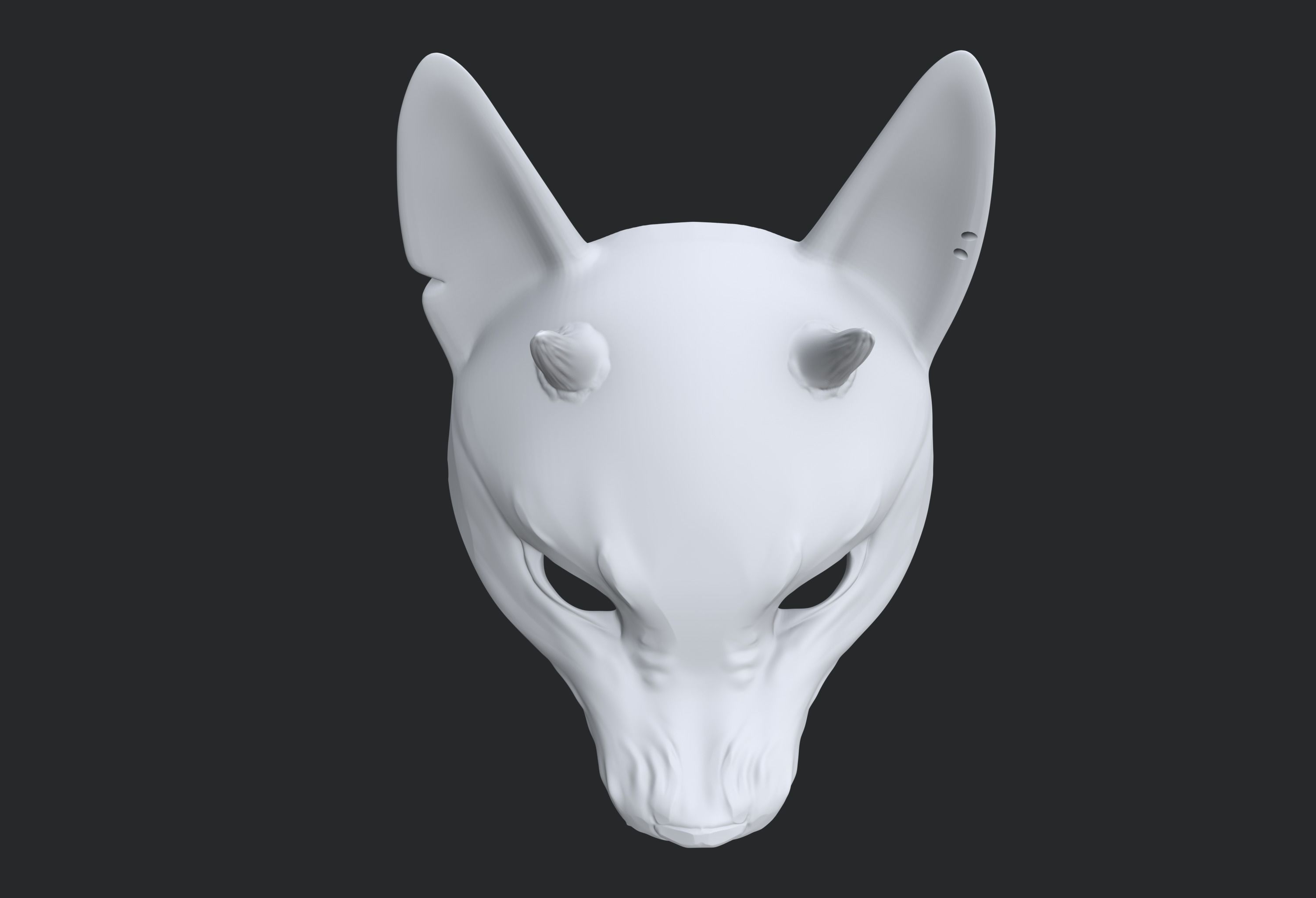 Japanese Fox Mask Kitsune with horns for cosplay 3D print model_22