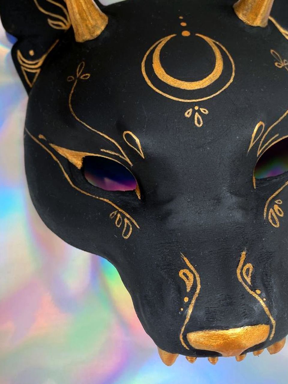 Japanese Fox Mask Kitsune with horns for cosplay 3D print model_28