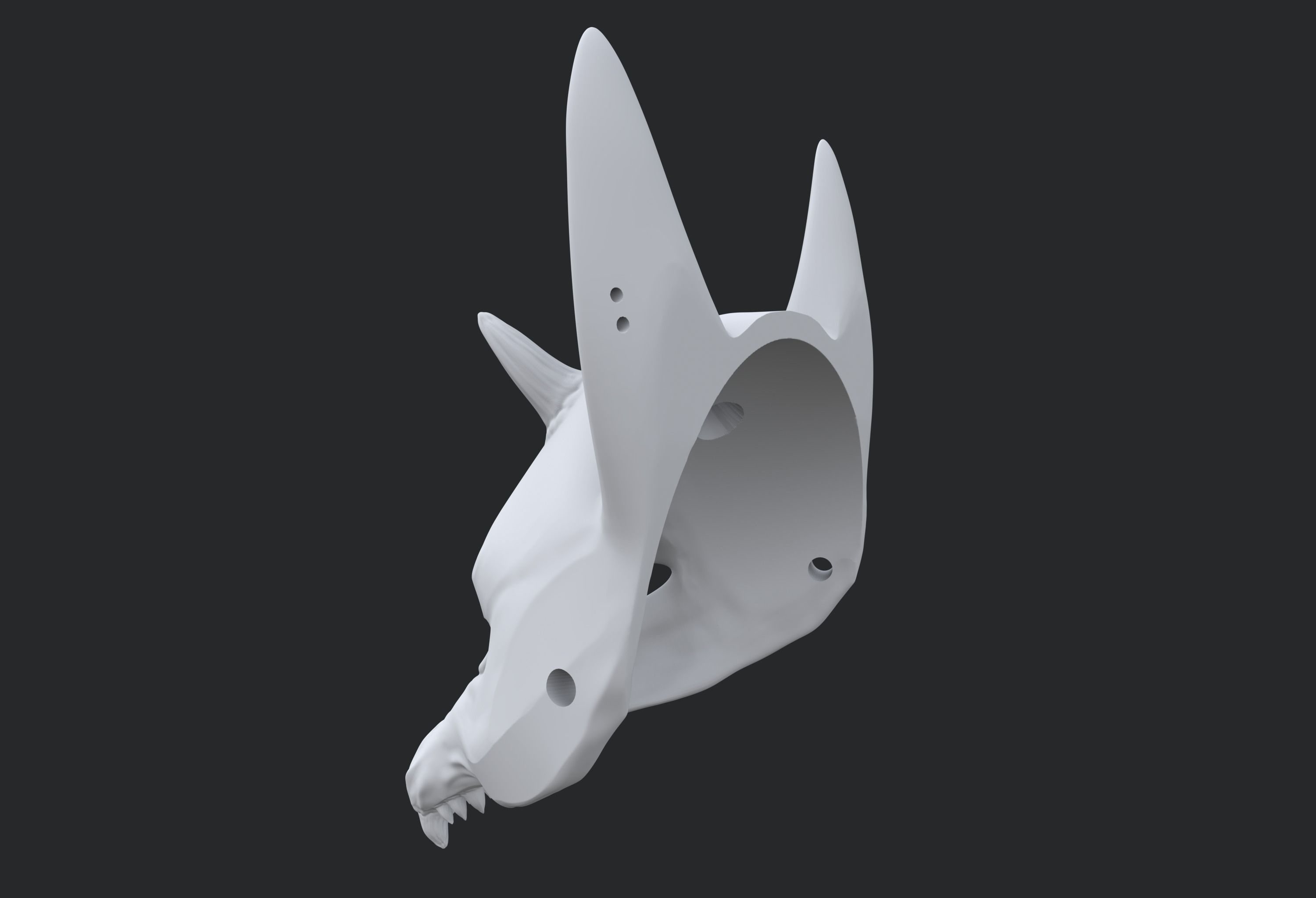 Japanese Fox Mask Kitsune with horns for cosplay 3D print model_13