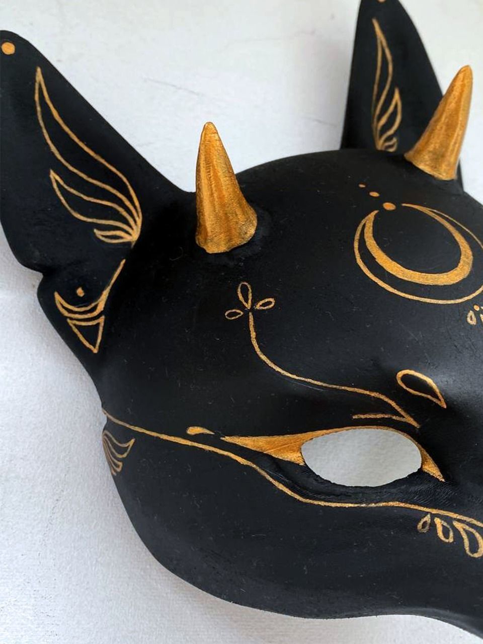 Japanese Fox Mask Kitsune with horns for cosplay 3D print model_27
