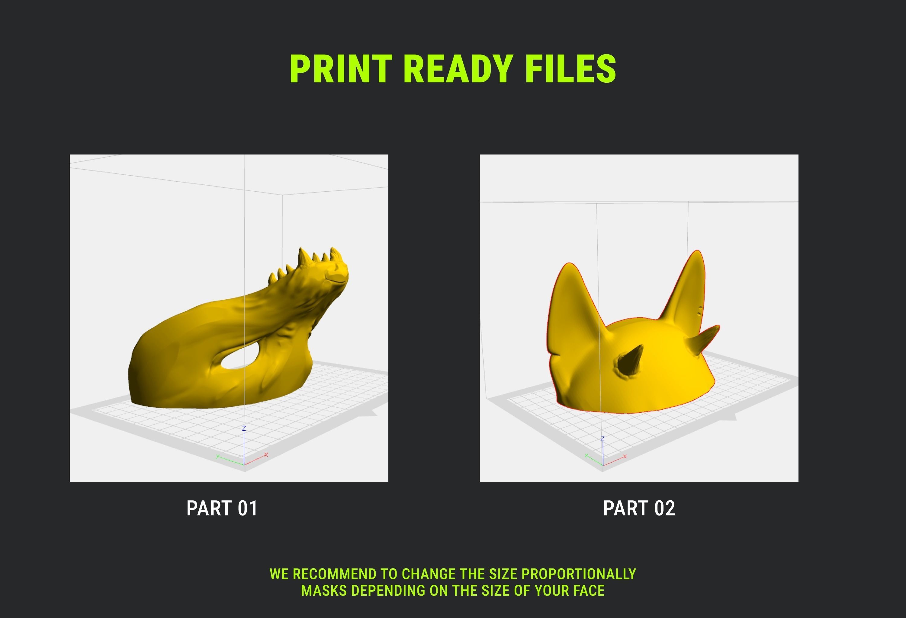 Japanese Fox Mask Kitsune with horns for cosplay 3D print model_4