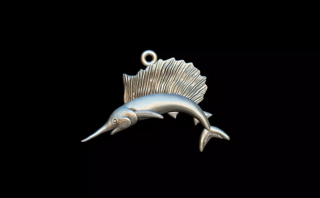 Marlin fish pendant 3D print model_0