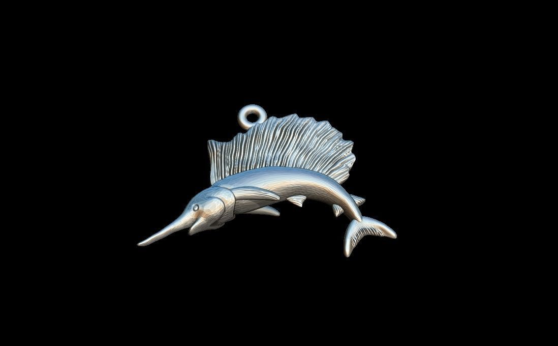 Marlin fish pendant 3D print model_1