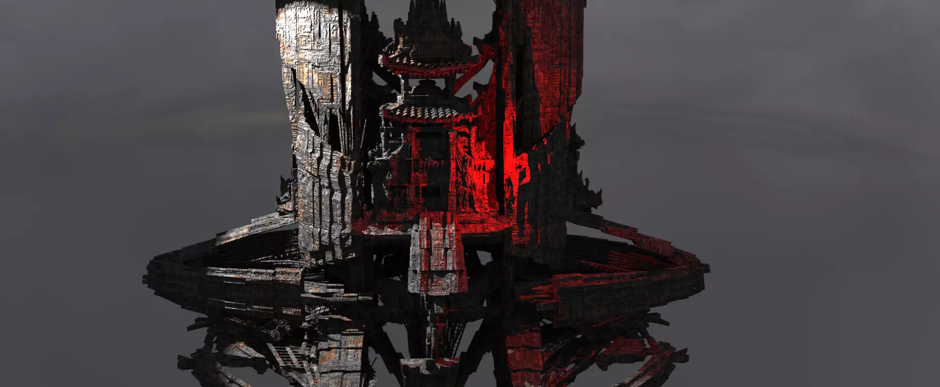Secret Demon Shogun temple 3D model_0