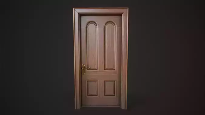 Classic wooden door Low-poly 3D model